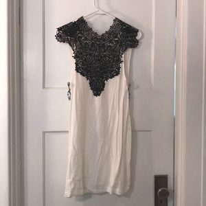 White with black lace Audrey 3+1 mini dress